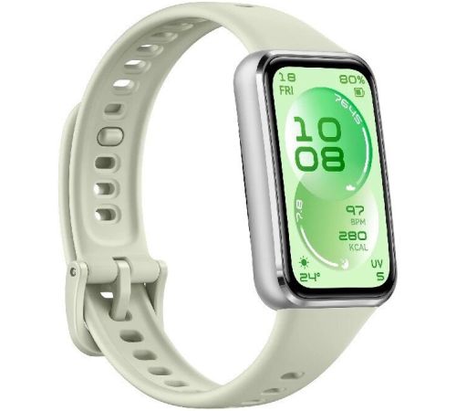 Фитнес-браслет Huawei Band 11 серебристый алюминиевый корпус, с зеленым силиконовым ремешком, международная версия