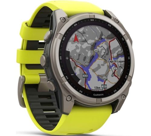 Умные часы Garmin Fenix 8 Solar, Sapphire 51мм титановый, желтый силиконовый ремешок