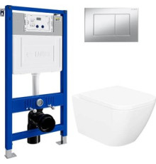 Унитаз подвесной Lauter Nuremberg 21811 + 21901001 белый, с кнопкой смыва 219701J хром