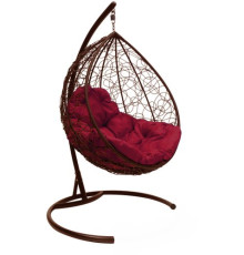 Подвесное кресло M-Group Капля 11020202 коричневый ротанг/бордовая подушка