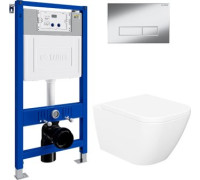 Унитаз подвесной Lauter Nuremberg 21811 + 21901001 белый, с кнопкой смыва 219701HD хром