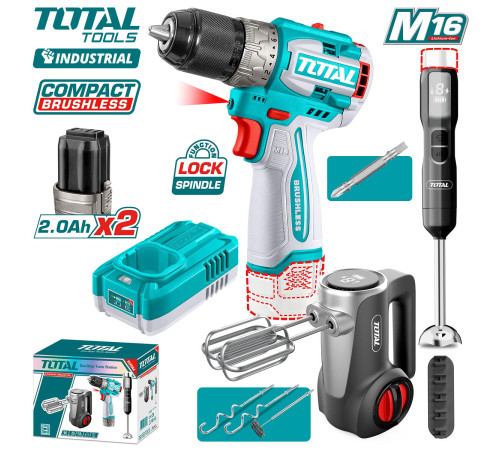 Total TCKLI1638 шуруповерт, блендер, миксер, 2 АКБ