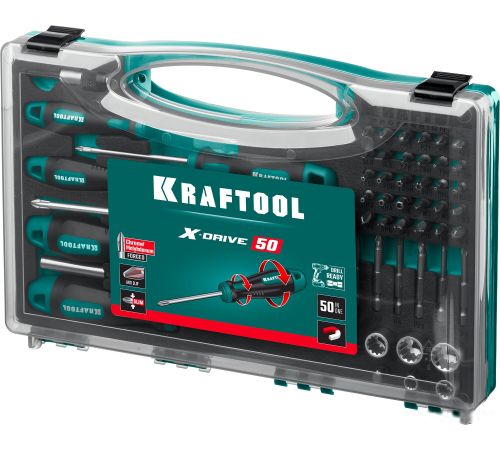 Набор отвертка с битами и головками KRAFTOOL 25815 50 предметов