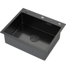 Кухонная мойка ARFEKA Eco AR 600*500 POP-UP BLACK PVD NANO DECOR VOLCANIC ROCK