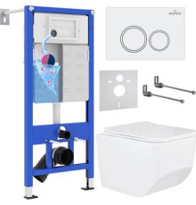 Унитаз подвесной Roxen Boro One Rimless 6 в 1 StounFix Dual Fresh 506177 кнопка: белый глянец