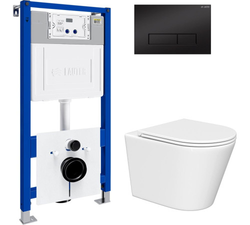 Унитаз подвесной Lauter Longer 2110822 с кнопкой 219704HD узкая, черный