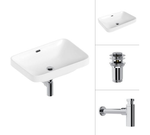 Умывальник Lauter 21441B + клапан 21190CH + сифон 21635CH хром