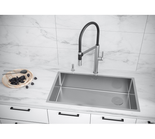 Кухонная мойка Paulmark NEXT-SKEW 74 Uni PM887444-BS стальной/брашированная сталь