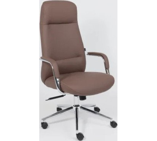 Офисное кресло AksHome Elema коричневая экокожа/хромированный металл