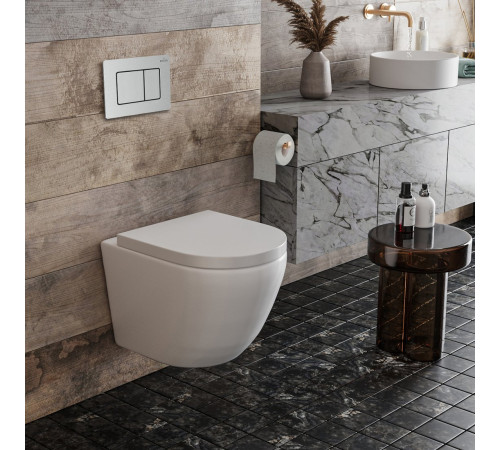 Унитаз подвесной Roxen Antares в комплекте с инсталляцией StounFix Dual Fresh 6 в 1 968421 кнопка: сатин