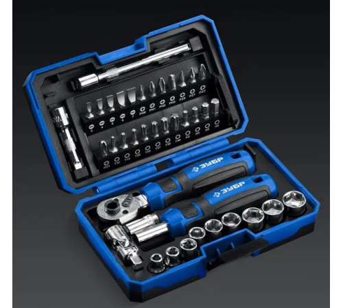 Набор отвертка с битами и головками Зубр 25180 39 предметов