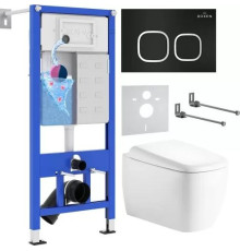 Унитаз подвесной Roxen Martin в комплекте с инсталляцией StounFix Dual Fresh 6 в 1 968515 кнопка: черный