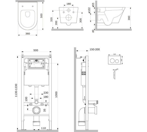 Унитаз подвесной AM.PM Prime Fit IS90151.741701 с кнопкой смыва