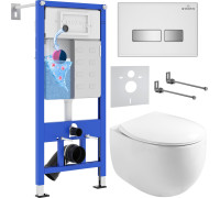 Унитаз подвесной Roxen Egg в комплекте с инсталляцией StounFix Dual Fresh 6 в 1 964245 кнопка: белое стекло