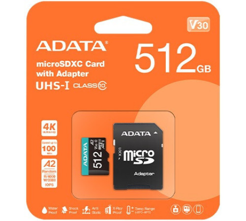 Карта памяти ADATA Premier AUSDX512GUICL10A1-RA1 microSDXC 512GB с адаптером