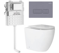 Унитаз приставной Roxen Antares в комплекте с инсталляцией Attach 5 в 1 967072 кнопка: серый бетон