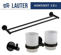 Набор аксессуаров для ванной Lauter 21SH72082 + 21SH72092 + 21SH70022 Matt Black, 3 предмета