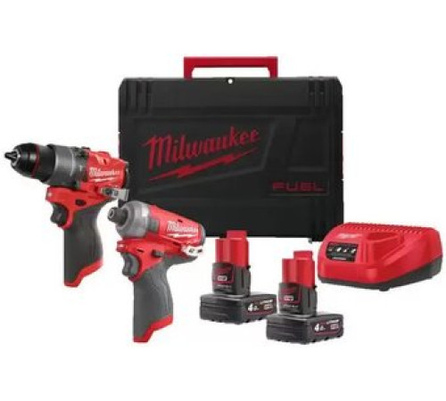 Milwaukee M12 FPP2E2-402X 4933480594 шуруповерт, винтоверт, 2 АКБ, кейс