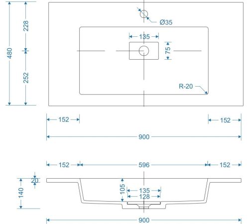 Умывальник Symbolite Line 90x48