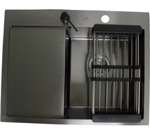 Кухонная мойка Wisent WS-36550B-R/GER013 с сифоном, дозатором и коландером