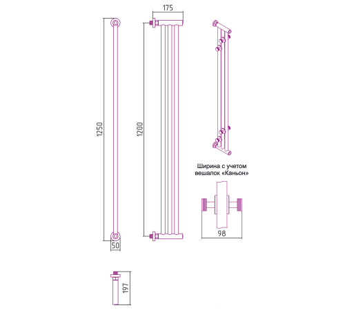 Полотенцесушитель Сунержа Хорда ПП 1200х195 31-4124-1200