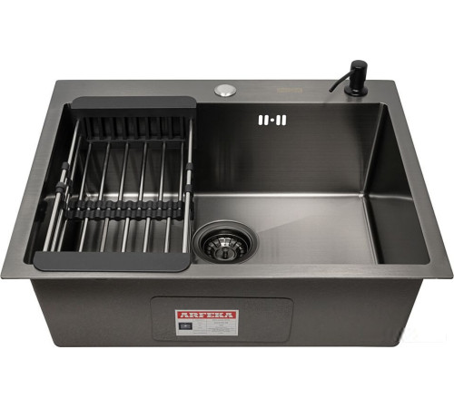 Кухонная мойка ARFEKA ECO AR мойка 600*500, коландер, дозатор BLACK