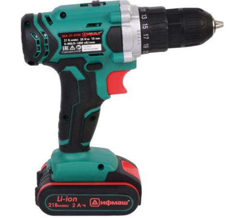 Дрель-шуруповерт Дифмаш ША-21-01М 01022421 с 2-мя АКБ, кейс