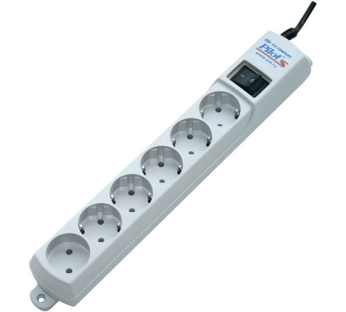 Сетевой фильтр ZIS Pilot S 6 розеток, 3 м, серый