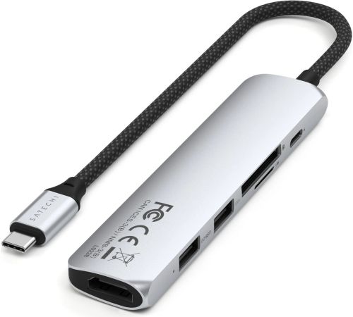 Док-станция Satechi 6-in-1 USB-C Slim Multiport Adapter ST-P6SS серебристый