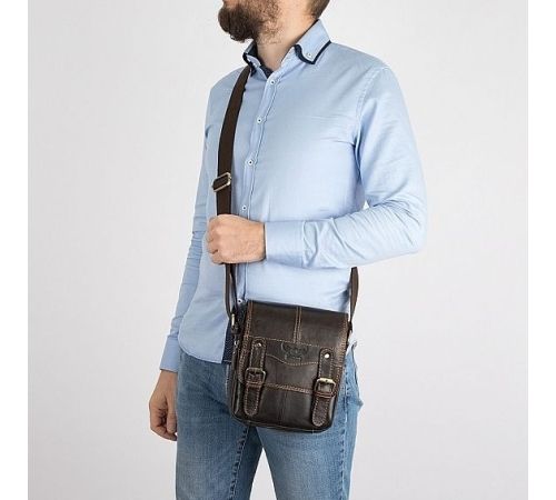 Сумка через плечо Poshete 196-3490-DBW коричневый