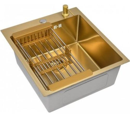 Кухонная мойка Diamond 450*500, коландер, дозатор GOLD DECOR