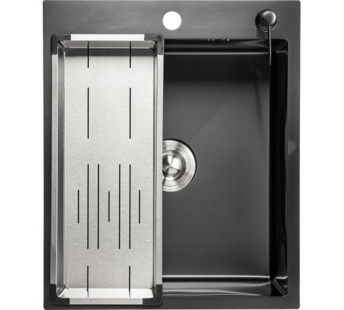 Кухонная мойка Saniteco 5060 PVD с сифоном, дозатором и коландером