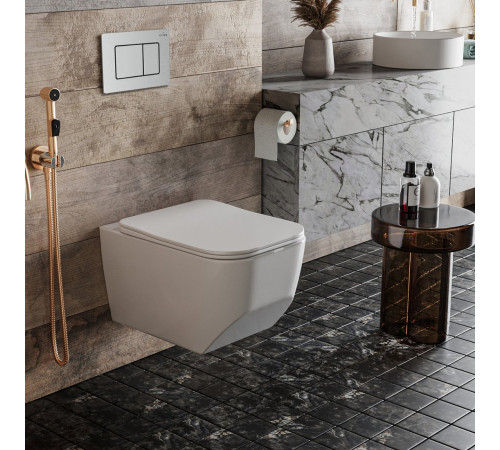 Унитаз подвесной Roxen Boro в комплекте с инсталляцией StounFix Dual Fresh 6 в 1 968433 кнопка: сатин