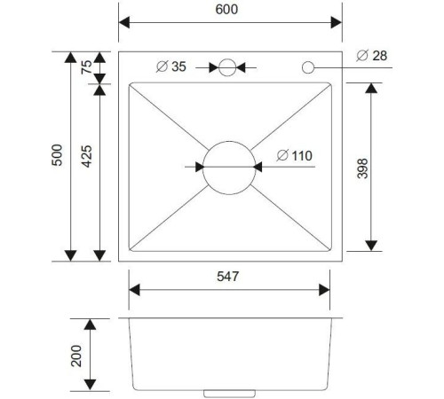 Кухонная мойка РМС MR-6050G с корзиной и дозатором