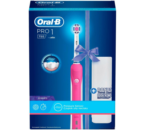Электрическая зубная щетка Oral-B Pro 1 750 3D White D16.513.1UX розовый