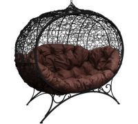 Садовый диван M-Group Улей на ножках 11220405 черный ротанг/коричневая подушка