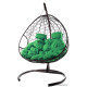 Подвесное кресло M-Group Для двоих 11450204 коричневый ротанг/зеленая подушка