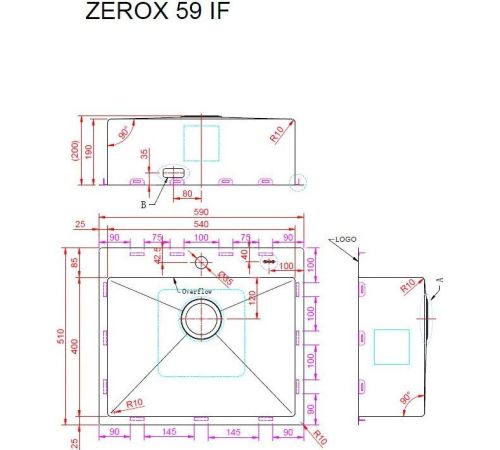 Кухонная мойка ZorG Zerox 59 IF PVD Gunblack
