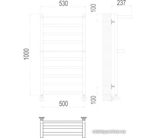 Полотенцесушитель TERMINUS Хендрикс П10 500x1000 нп хром