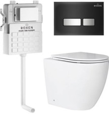 Унитаз приставной Roxen Antares в комплекте с инсталляцией Attach 5 в 1 967099 кнопка: черный