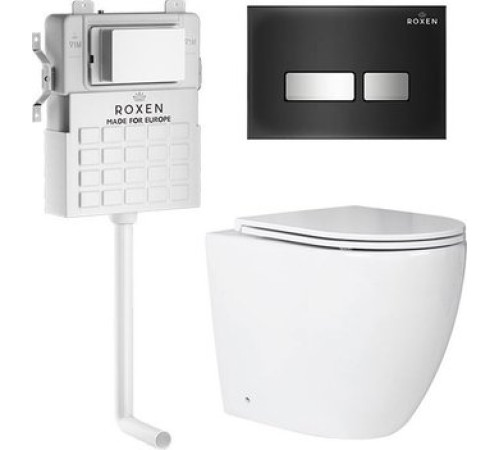 Унитаз приставной Roxen Antares в комплекте с инсталляцией Attach 5 в 1 967099 кнопка: черный