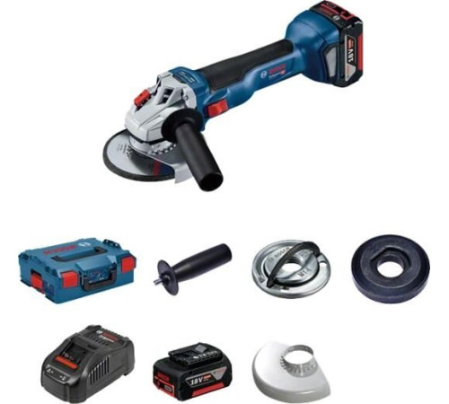 Угловая шлифмашина Bosch GWS 18V-10 Professional 06019J4004 с 2-мя АКБ, кейс