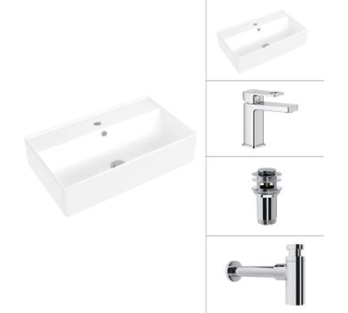 Умывальник Lauter 21855 + Cascade 21СК655C + сифон 21635CH + донный клапан 21190CH хром