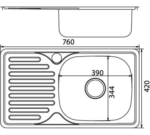 Кухонная мойка Mixline 535615 правая, полированная, 0.8 мм
