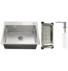 Кухонная мойка Schtoff Best Silver 6050 + коландер металл K-1 BLACK + дозатор SD-1 SILVER