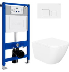 Унитаз подвесной Lauter Nuremberg 21811 + 21901001 белый, с кнопкой смыва 219702F белый