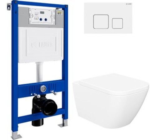 Унитаз подвесной Lauter Nuremberg 21811 + 21901001 белый, с кнопкой смыва 219702F белый