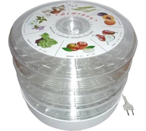 Сушилка для овощей и фруктов Спектр-Прибор Ветерок ЭСОФ2-0.5/220 5 поддонов, прозрачный