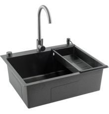 Кухонная мойка Futur FK 6050 Eco Embossing Pop-up Mixer plus Black Nano
