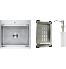 Кухонная мойка Schtoff Best Premium Silver 5550 + коландер K-1 BLACK + дозатор SD-1 SILVER